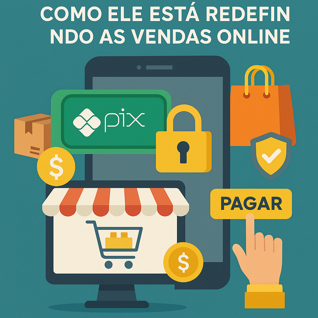 Como o Pix Está Redefinindo as Vendas Online no Brasil 2 Ilustração representando o uso do Pix no e-commerce brasileiro